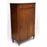 An early 19 thC Continental Mahogany Escritoire / Secretaire a Abbatant with canted corners and