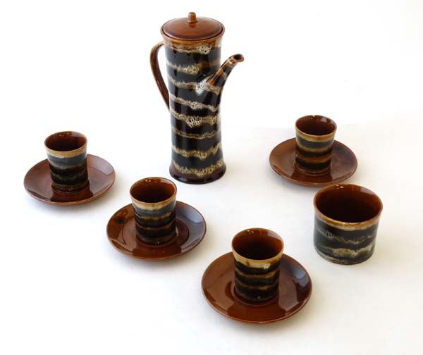 Vintage Modernist: A c1960s Polish '' Mi '' coffee set by '' Mirostowice '', decorated with black,
