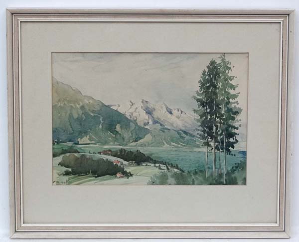 Circle of Edwards Wesson, Watercolour, View of mountainous landscape,