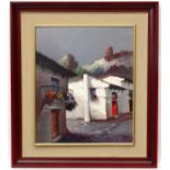 H Sopena XX-XXI, Oil on canvas, A typical Spanish village, Signed lower right, 21 3/4 x 18".