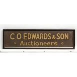 Shop Sign : An old framed glass signed with gilt lettering ' C O Edwards & Sons Auctioneers ' 40"