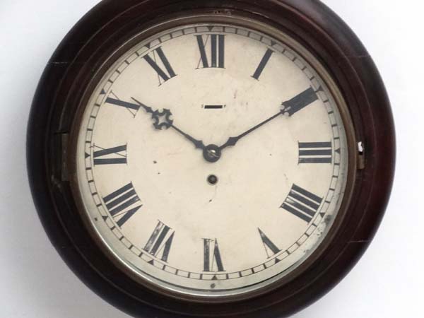 Clock : a 19 th C mahogany cased 12" wall Timepiece Clock , with fast - slow below 12, - Image 4 of 5