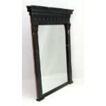 19thC large wall mirror formerly gilded surround ( visible under) now painted black,