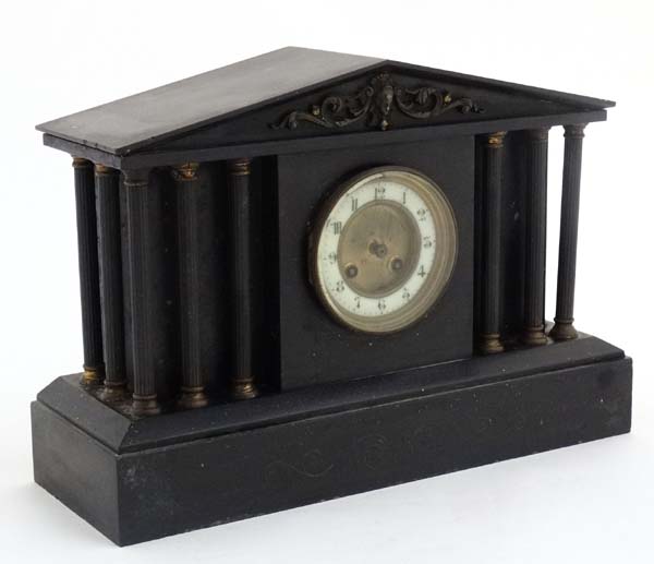 Slate cased Mantle clock : a Palladian style, - Image 4 of 11