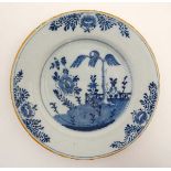 An 18th/19thC blue and white ''Willow'' pattern continental Delft plate ,