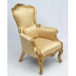 A gilt wood Victorian style armchair 39" high CONDITION: Please Note - we do not