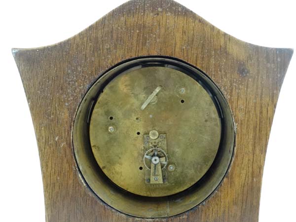 Swiss Mantle Clock : an inlaid 3 1/2" dial timepiece with inlaid and shaped case, - Image 7 of 7