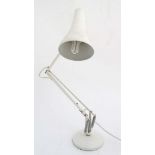 Vintage Retro : a British Anglepoise lamp in white powder coat livery and weighted circular base