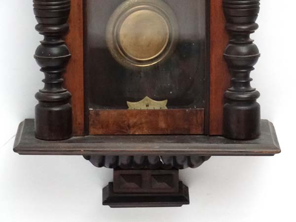 Vienna Wall Clock : an early 20 thC signed ( star within a horseshoe )walnut and stained pine 8 day - Image 6 of 6