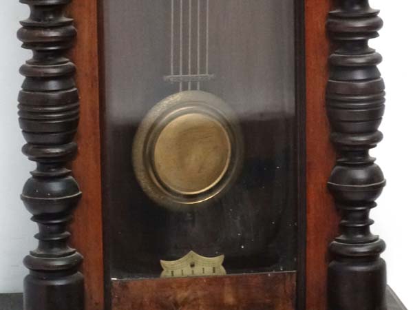 Vienna Wall Clock : an early 20 thC signed ( star within a horseshoe )walnut and stained pine 8 day - Image 2 of 6