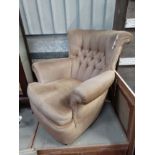 Tub chair with gold coloured upholstery CONDITION: Please Note - we do not make