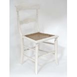White painted rush seated dining chair CONDITION: Please Note - we do not make