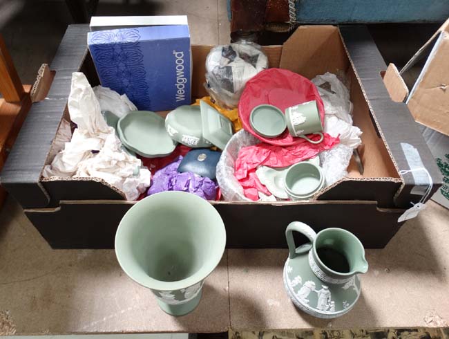 A large quantity of assorted Green Wedgwood jasperware items CONDITION: Please Note