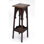 Arts and Crafts style oak plant stand / Jardinere stand CONDITION: Please Note -