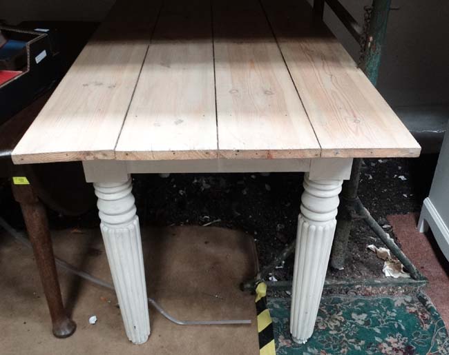 Pine topped table CONDITION: Please Note - we do not make reference to the