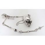 White metal watch chain with stylised skull decoration etc CONDITION: Please Note -