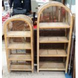 Graduated pair wicker bookcases with arched tops CONDITION: Please Note - we do