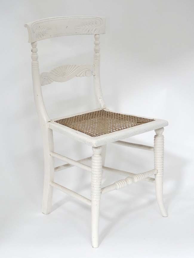 White painted rush seated dining chair CONDITION: Please Note - we do not make - Image 3 of 4