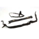 Equestrian: 3 pieces of leather heavy horse harness, to include headcollar,