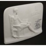 A Lladro Collectors Society '' Don Quixote '' plaque , in matte white, bears factory stamp to base.