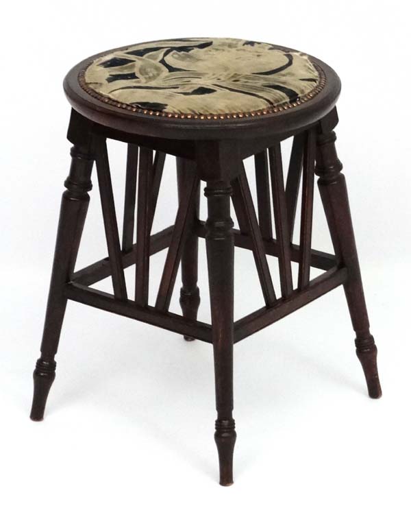 Arts and Crafts : Manner of Godwin - A Secessionist 4-legged stool 17" high x 12 3/4" wide - Image 4 of 4