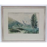 Circle of Edwards Wesson, Watercolour, View of mountainous landscape,