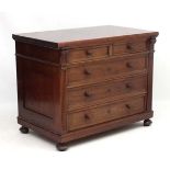 A French mahogany Louis XVI chest of drawers comprising 2 over 3 drawers 40 1/2" wide x 24" deep
