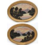 Indistinctly signed Scottish School, Oil, a pair of glazed ovals , Scottish river scenes,