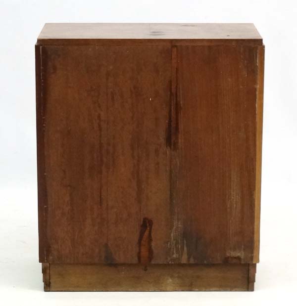 A French Art Deco burr walnut 2-door cupboard with louvered plinth 27" wide x 32" high x 14 1/4" - Image 4 of 5