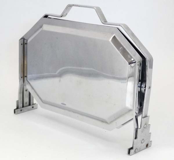 Art Deco : a Chromium plate Art Deco folding 3 fold tray with typical decoration and carry handle - Image 2 of 8