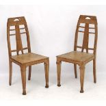 Arts and Crafts / European Decorative Arts :After Peter Berhrens ( 1868-1940) a pair of pine chairs