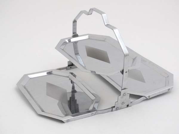 Art Deco : a Chromium plate Art Deco folding 3 fold tray with typical decoration and carry handle