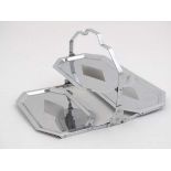Art Deco : a Chromium plate Art Deco folding 3 fold tray with typical decoration and carry handle