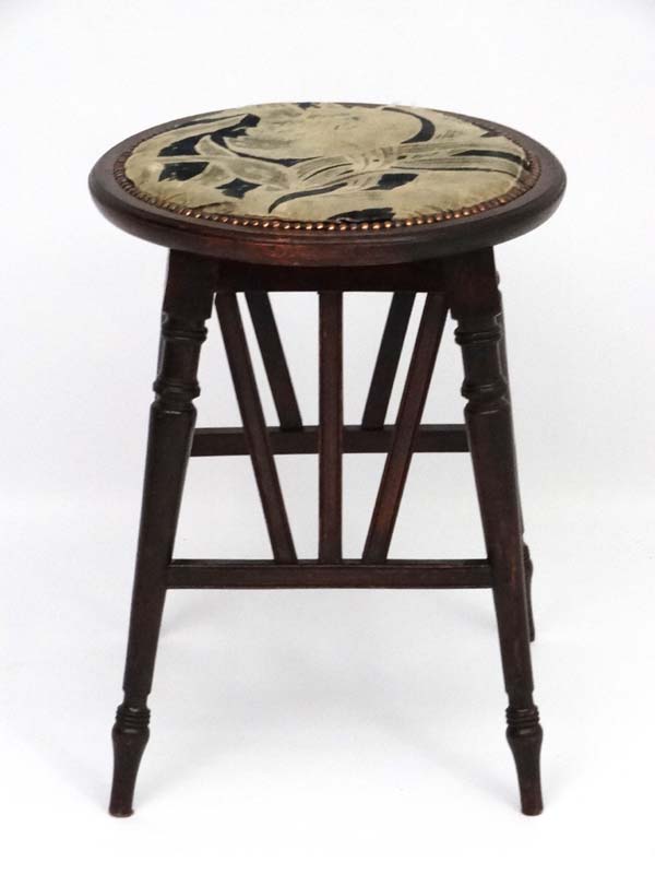 Arts and Crafts : Manner of Godwin - A Secessionist 4-legged stool 17" high x 12 3/4" wide - Image 3 of 4