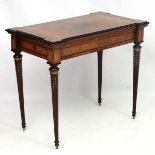 A Louis XV French inlaid walnut card table with concertina action and ormolu mounts and walnut and