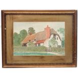 GA Newman XX, Watercolour , Thatched Bucks cottage, Signed lower right, 7 3/4 x 11 1/4".