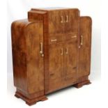 Art Deco : a fine ( understood to be Epstein Bros ) walnut and burr walnut cocktail cabinet with