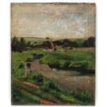 ?Teague 1905, Oil on canvas, River meandering through a river meadow, Signed and dated lower left,