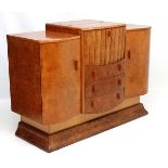 Art Deco : a superb blonde burr Maple probably Epstein Brothers Cocktail cabinet with two