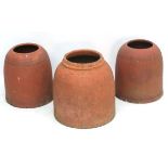 Architectural Salvage : Three terracotta Rhubard Forcers of cylindrical doomed formed ,