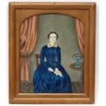 XIX English School, Watercolour in arched shaped mount, Portrait of seated lady, 10 3/8 x 8 3/8".