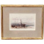 Frank V Norie XIX-XX Watercolour Fisherfolk and boats on the shore Signed lower right 6 3/4 x 10