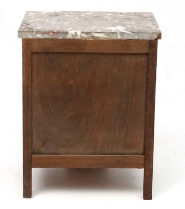 A Continental Art Deco marble topped oak beside cabinet. - Image 3 of 5