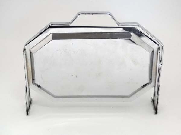 Art Deco : a Chromium plate Art Deco folding 3 fold tray with typical decoration and carry handle - Image 3 of 8