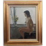 Edvard Yakovlevitch Virzhikovski (1928-2011), Russian School, Oil on canvas, "Near the window" ,