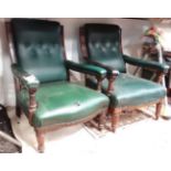 Pair open armchairs (Green) CONDITION: Please Note - we do not make reference to