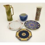 A collection of 6 ceramic items to include : A Wedgwood and Co decorative plate ,