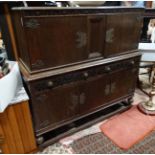 Oak sideboard with ebony decoration and brass fittings CONDITION: Please Note - we