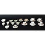 A collection of Assorted English tea set duos and trios , to include 15 cups,