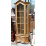 Oak glazed display cabinet with drawer under CONDITION: Please Note - we do not